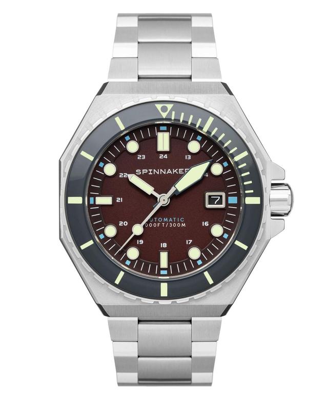 Spinnaker Mens Dumas Automatic Bordeaux with Silver-Tone Solid Stainless Steel Bracelet Watch 44mm Product Image