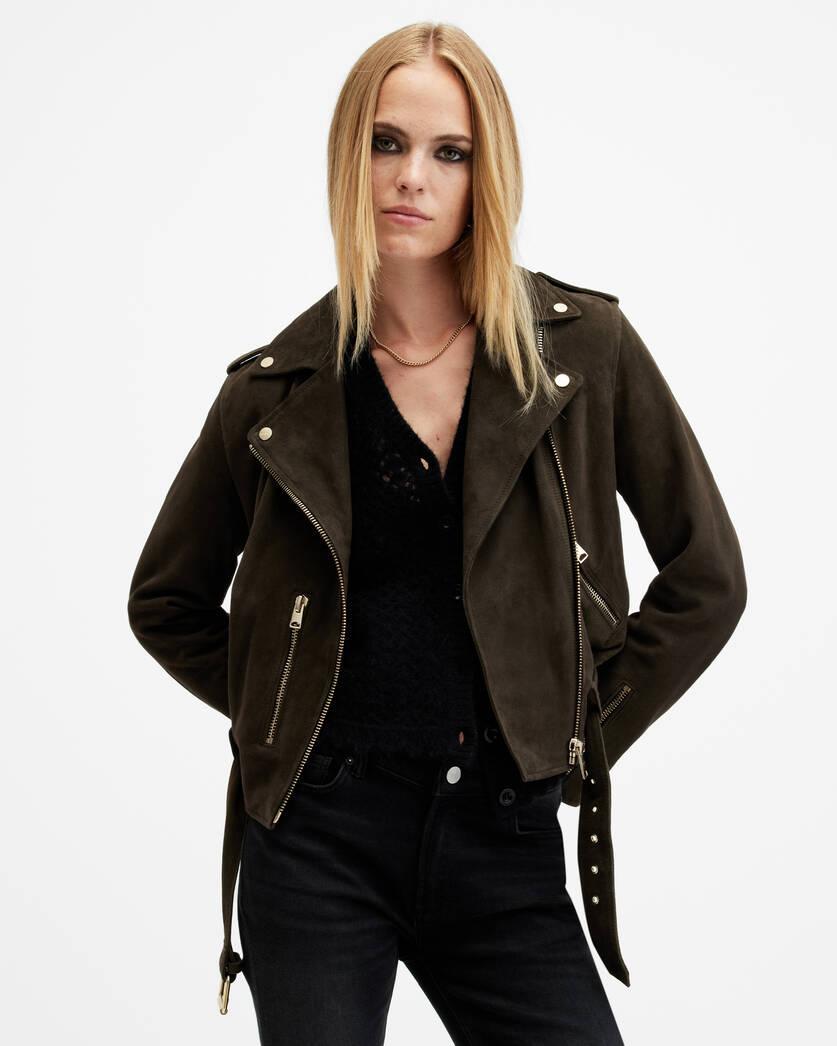 Balfern Belted Suede Biker Jacket Product Image