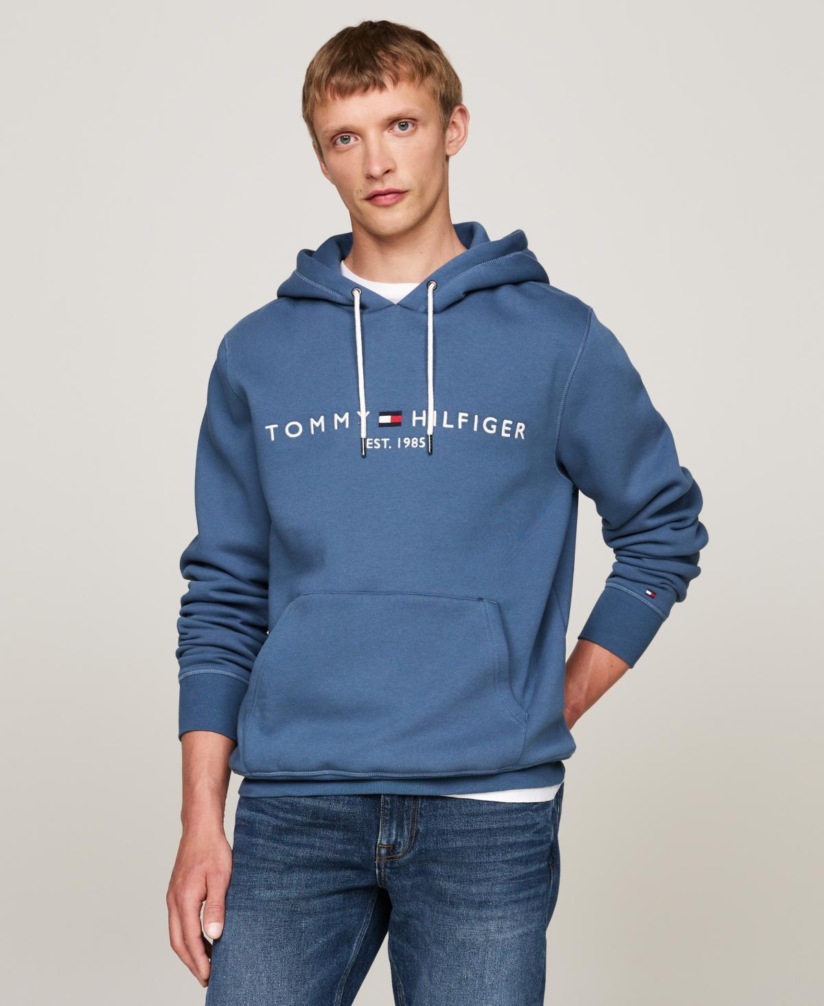 Mens Tommy Hilfiger Embroidered Logo Hoodie Cloud Grey Product Image