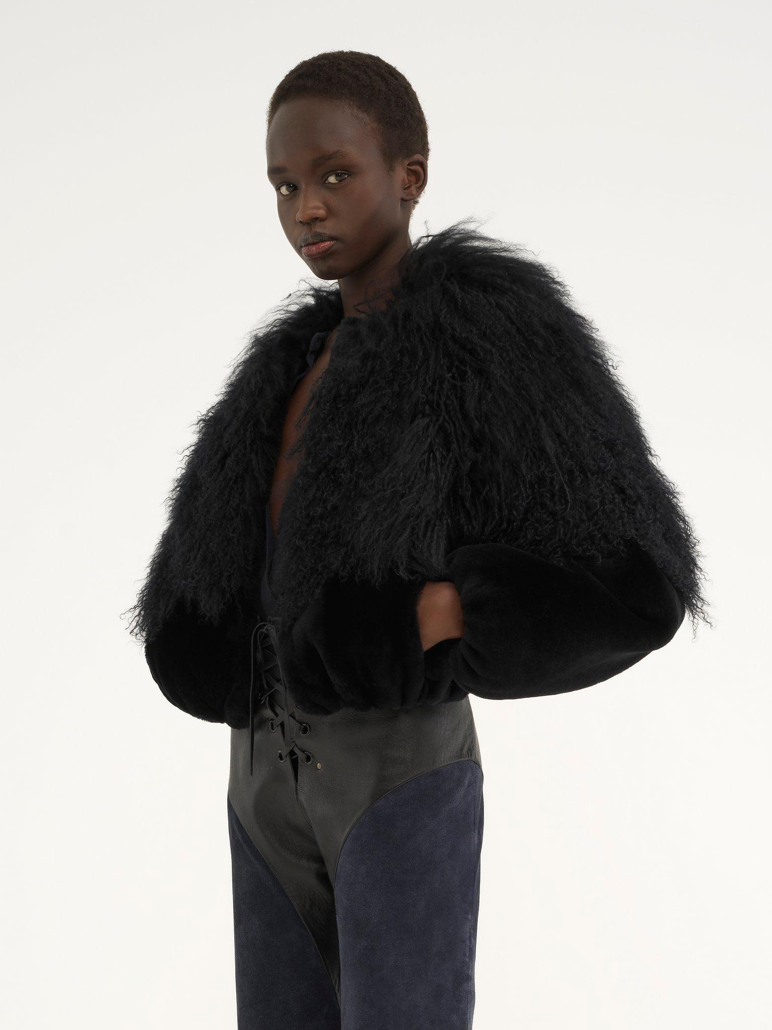 Cropped blouson in shearling Product Image