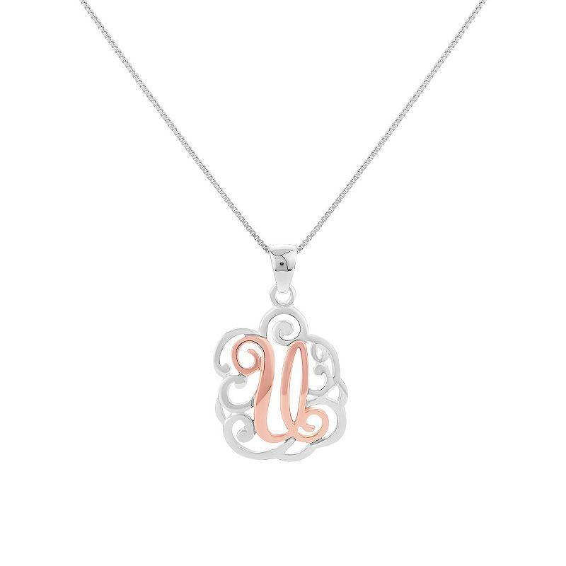 PRIMROSE Sterling Silver Monogram Initial Pendant Necklace, Womens Pink Tone X Product Image