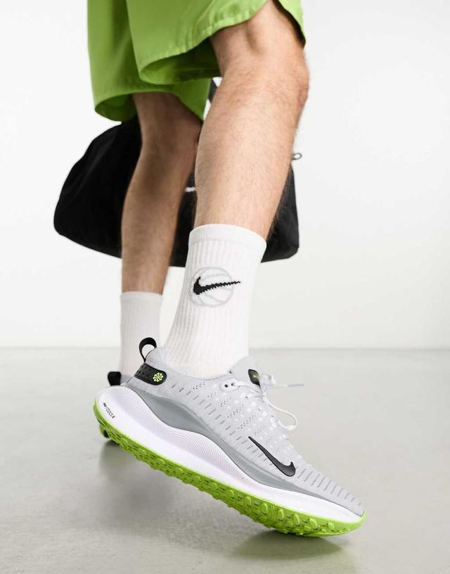 Nike Running Infinity Run 4 sneakers in gray and green Product Image