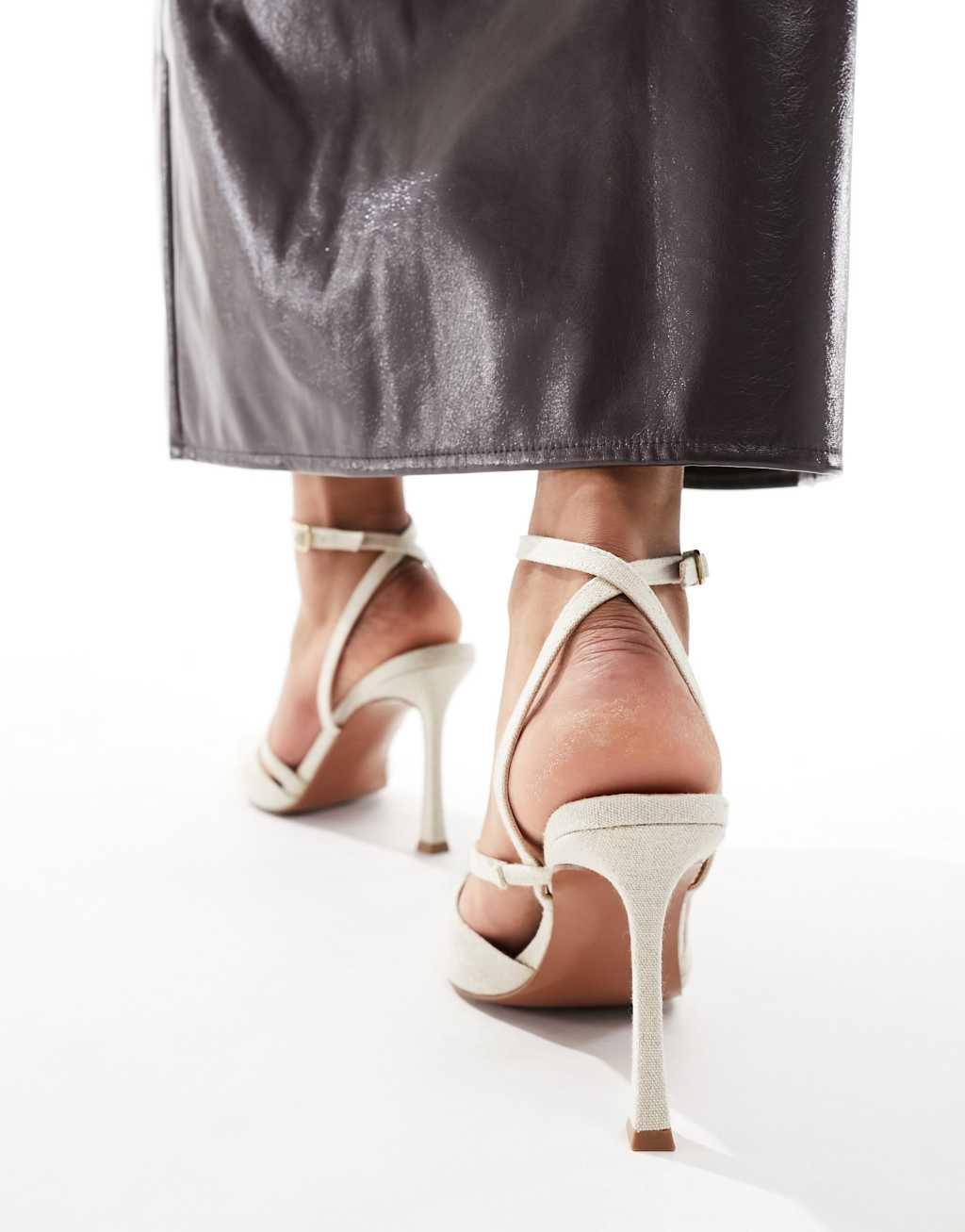 ASOS DESIGN Present high heeled shoes in natural fabrication Product Image