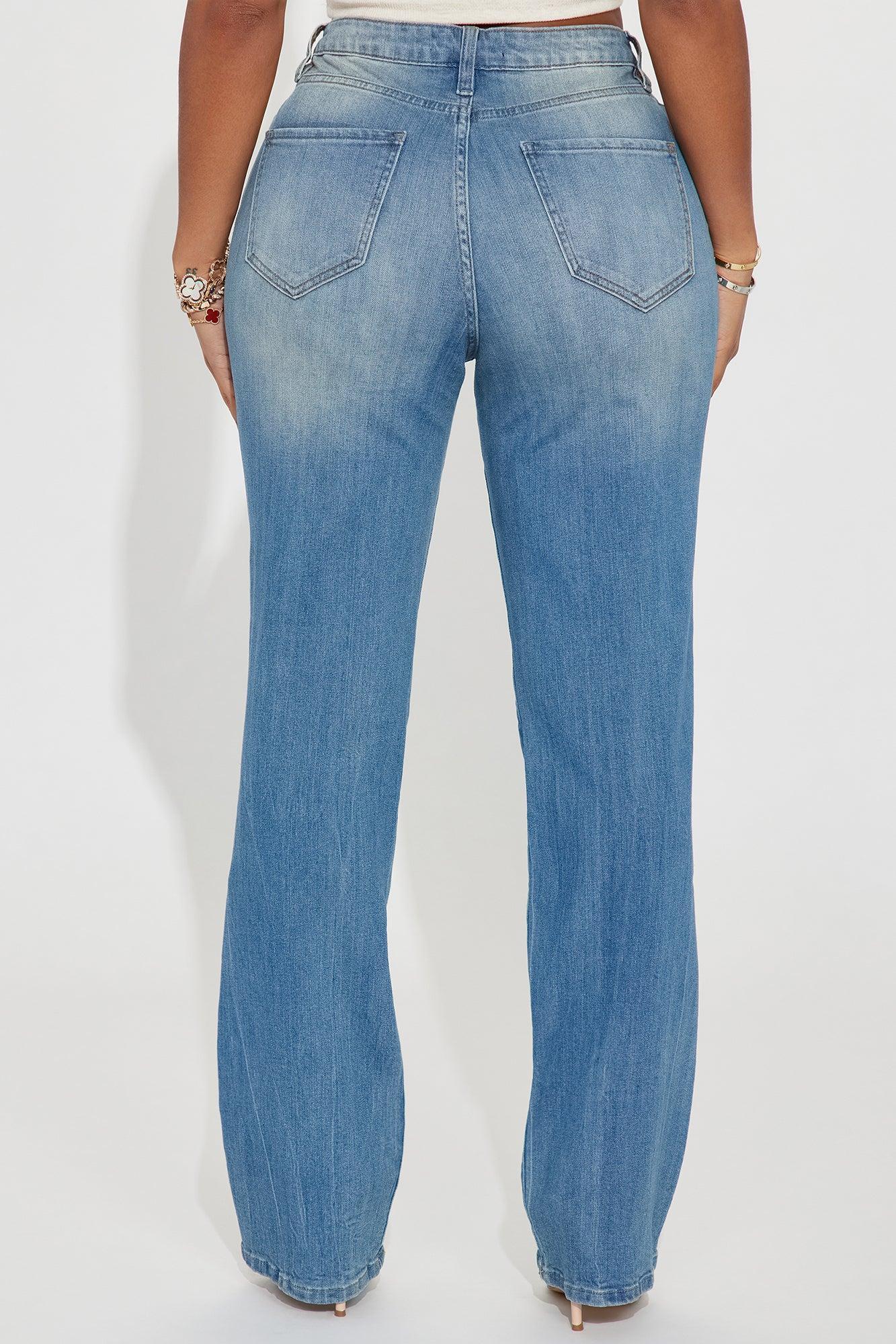 No Imitation Stretch Straight Leg Jeans - Vintage Wash Product Image