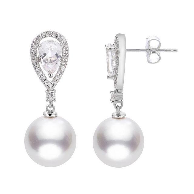 PearLustre by Imperial Freshwater Cultured Pearl & White Topaz Drop Earrings, Womens, Sterling Silver Product Image