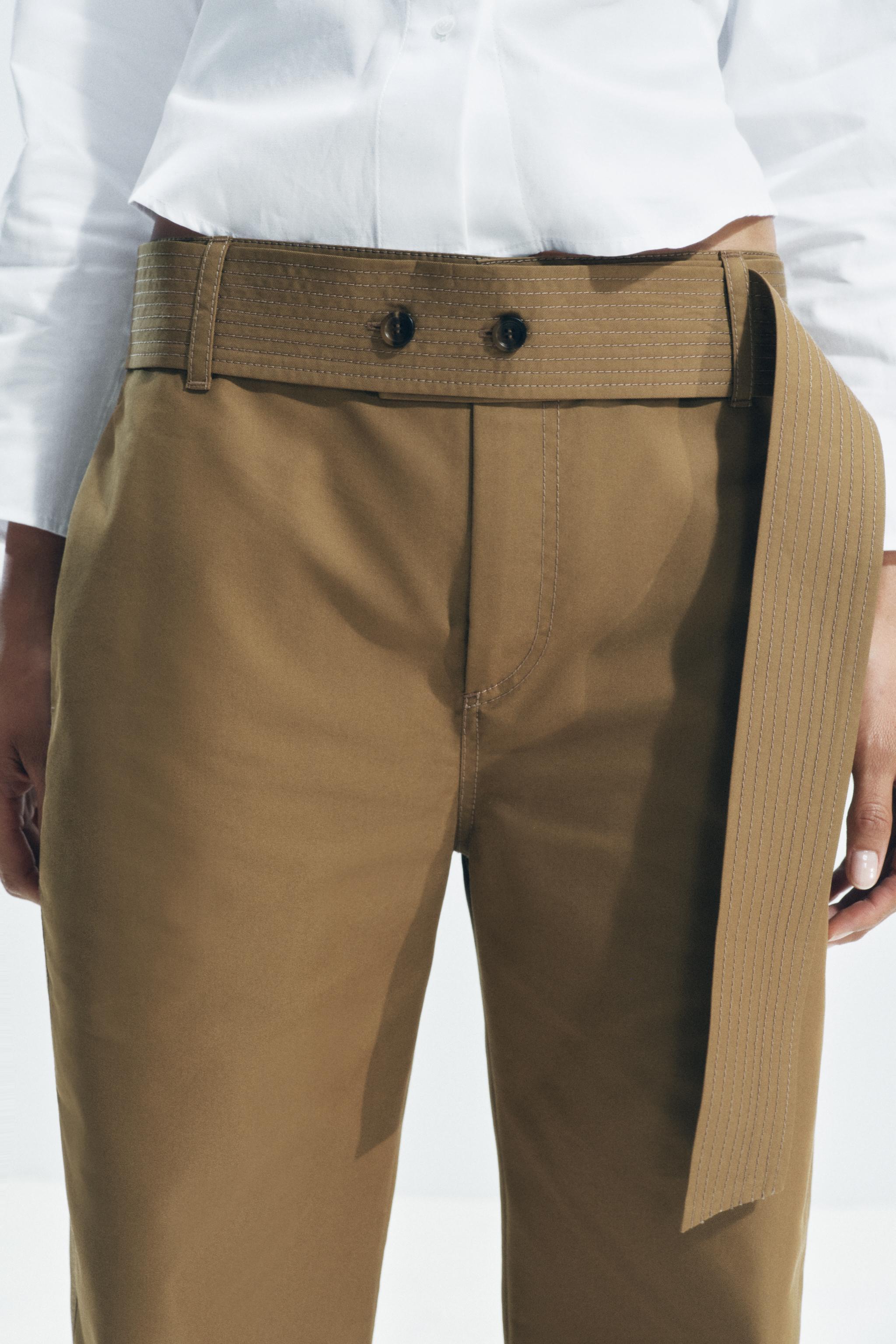 BELTED TWILL PANTS ZW COLLECTION Product Image