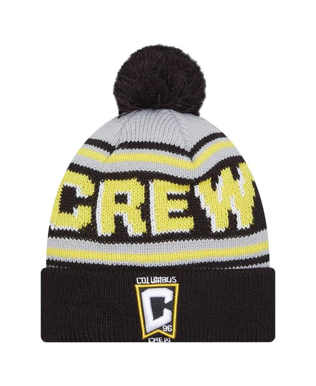 New Era Mens Black Columbus Crew Evergreen Cuffed Knit Hat with Pom Product Image