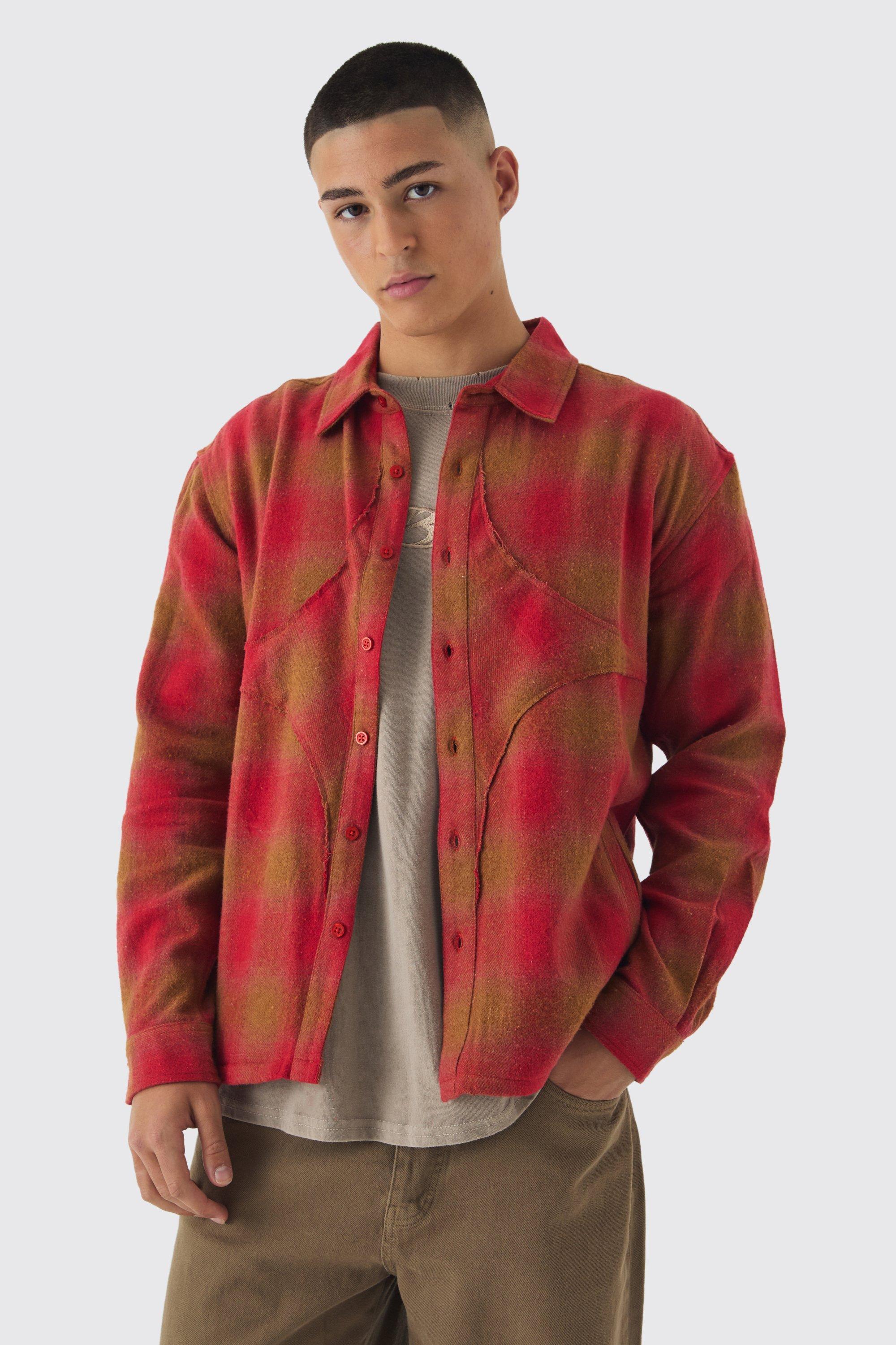 Oversized Star Applique Flannel Shirt | boohooMAN USA Product Image