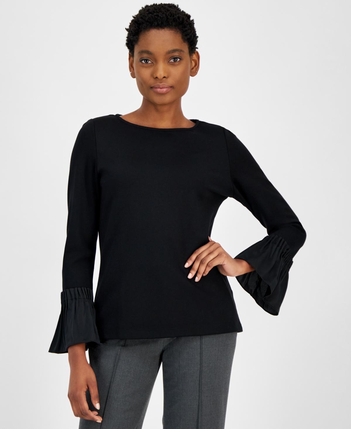 Anne Klein Womens Serenity Boat-Neck Long-Sleeve Top Product Image