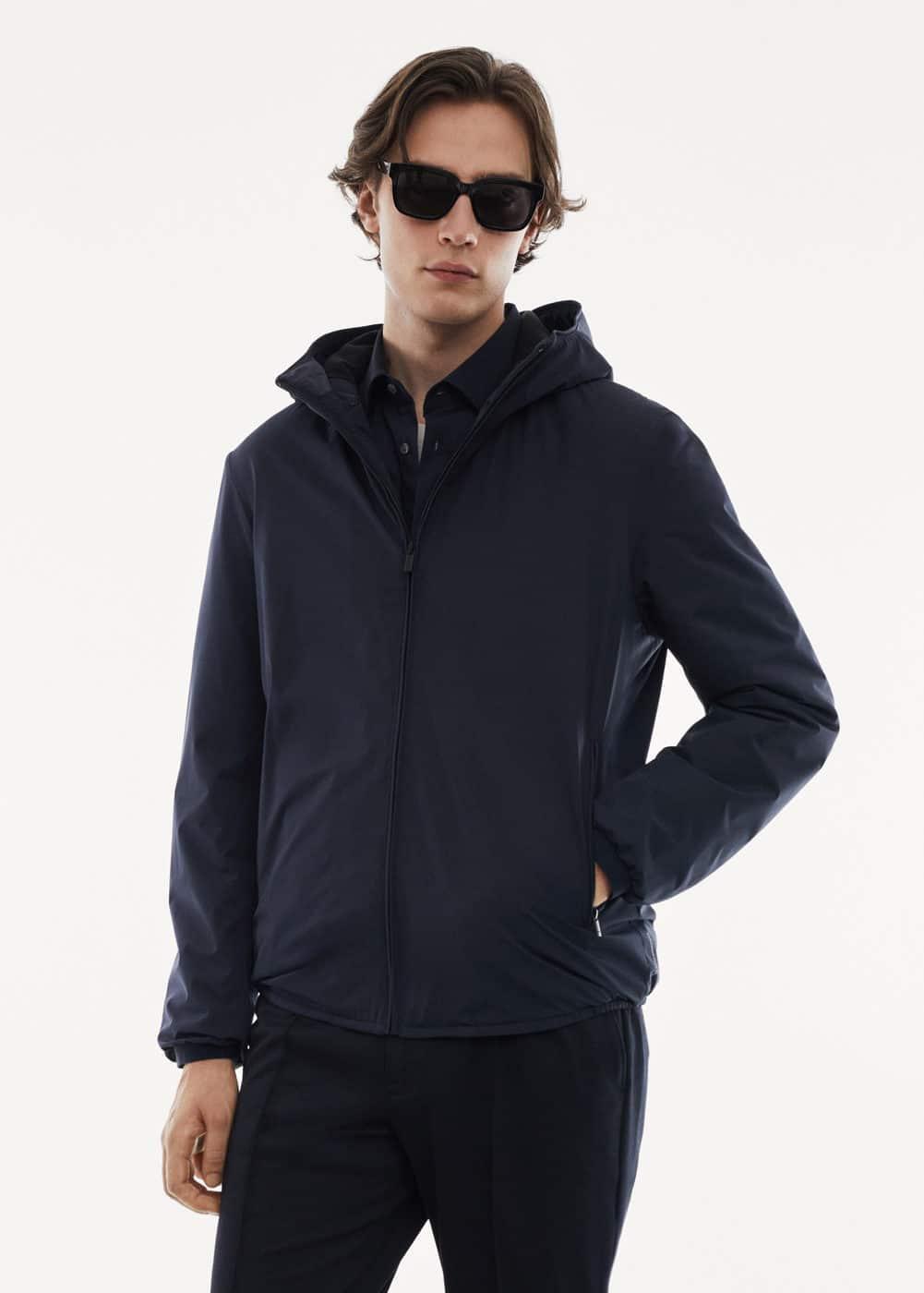 MANGO MAN - Water-repellent hooded quilted jacket navyMen Product Image