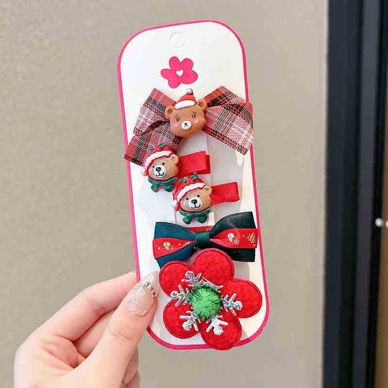 Set of 5: Christmas Bow / Floral / Beanie Hair Clip (Various Designs) Product Image