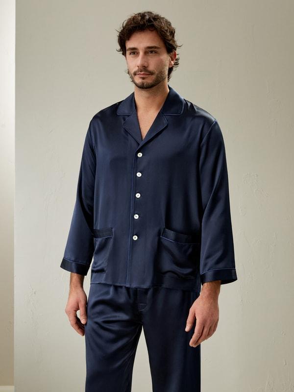 22 Momme Long Silk Pajamas Set for Men Product Image