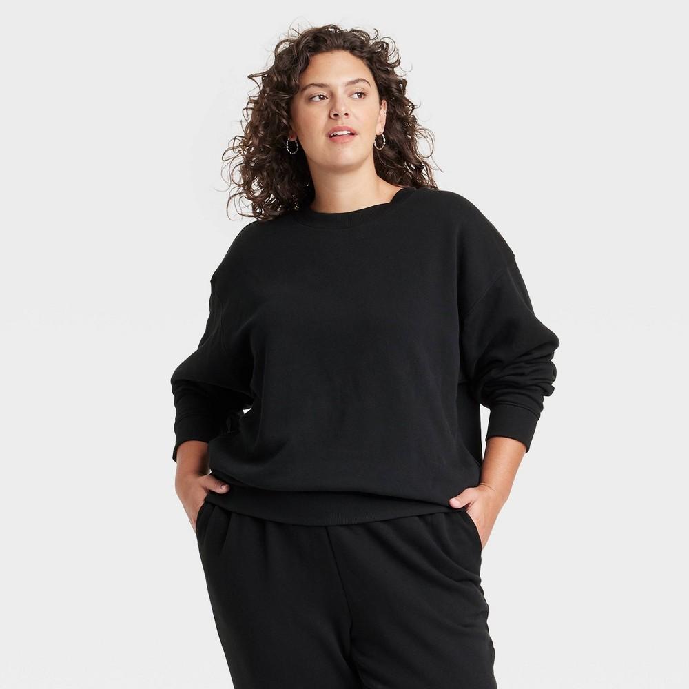 Womens Leisure Studio Oversized Pullover Sweatshirt - Universal Thread Black XXL Product Image