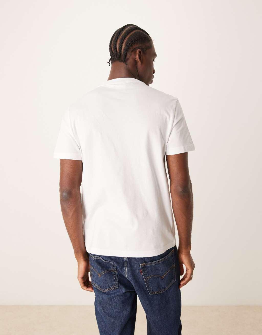 Calvin Klein box striped logo T-shirt in white Product Image