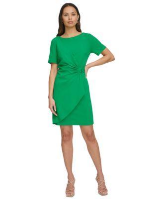 Women's Gathered-Sleeve Sheath Dress Product Image