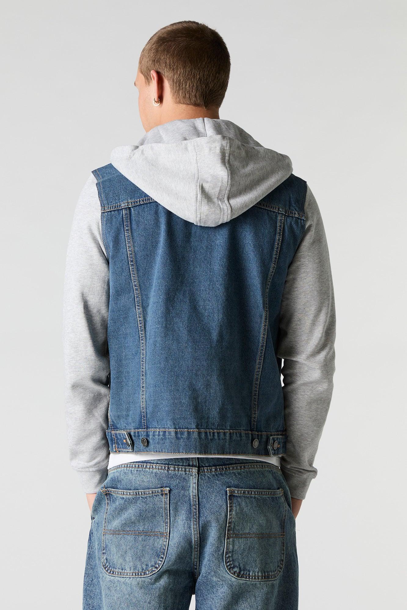 Hooded Denim Jacket Male Product Image