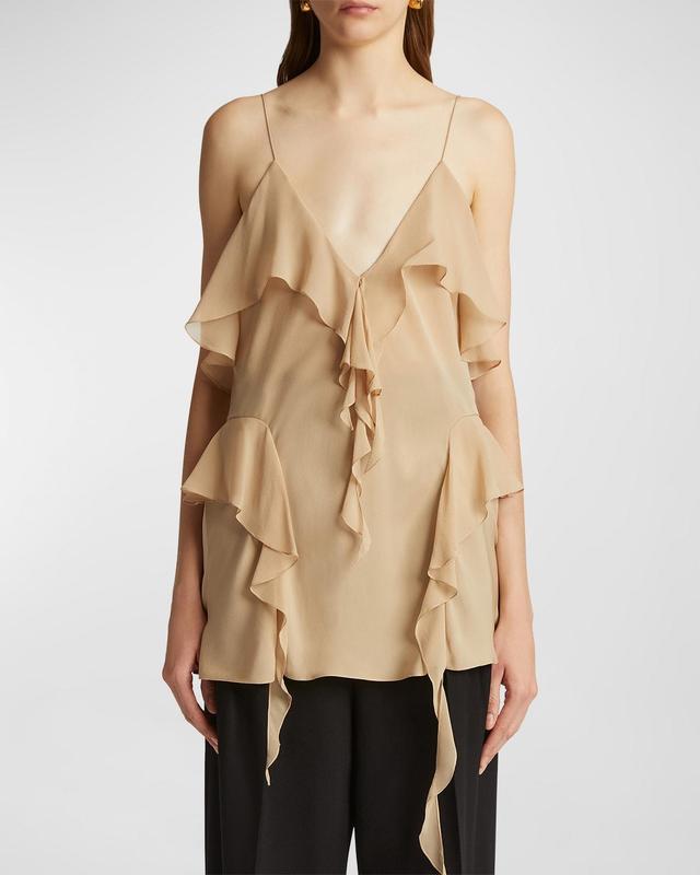 Piet Cascading-Ruffle Sleeveless Tunic Top Product Image