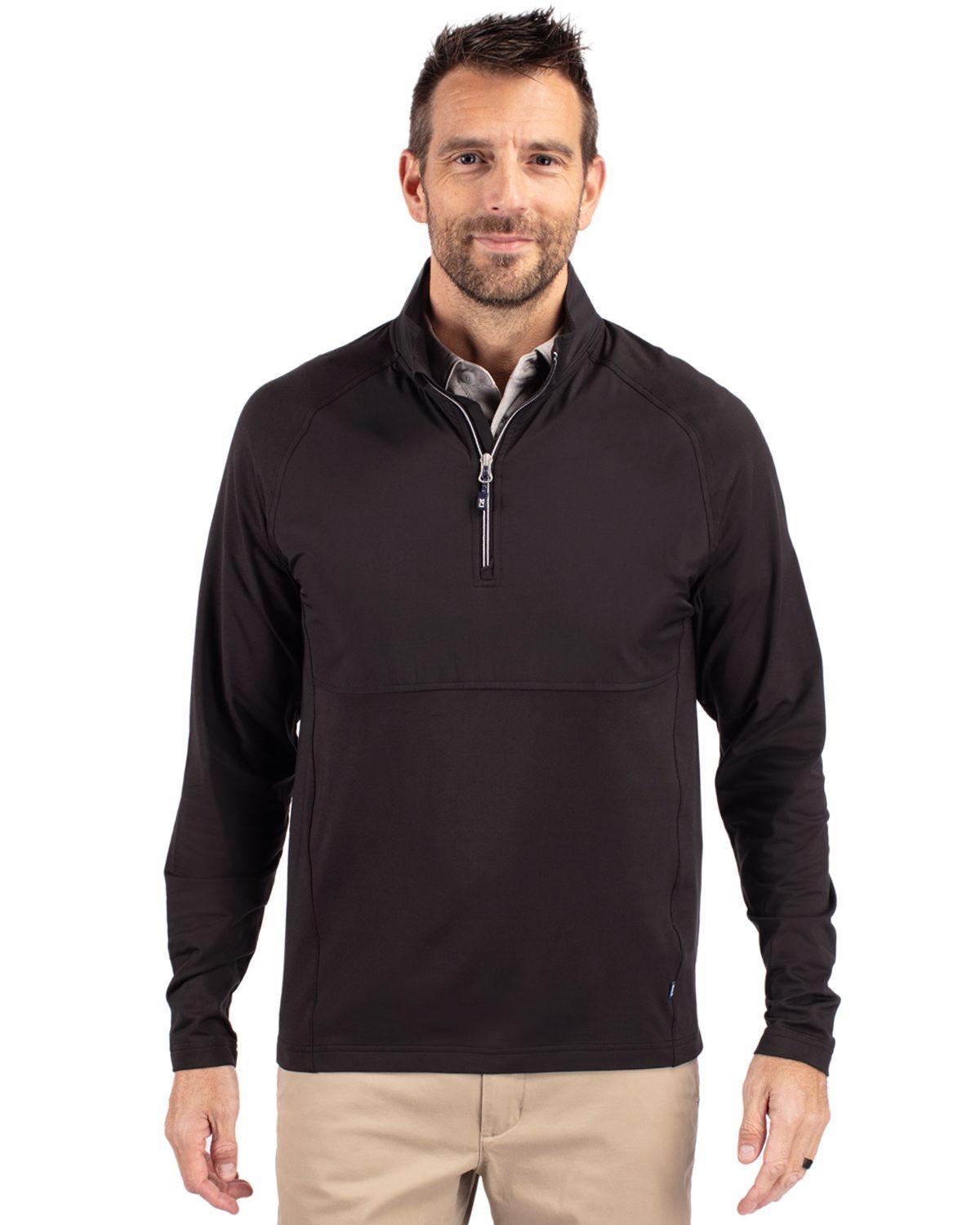 Cutter & Buck Mens Adapt Eco Knit Hybrid Recycled Quarter Zip Jacket Product Image