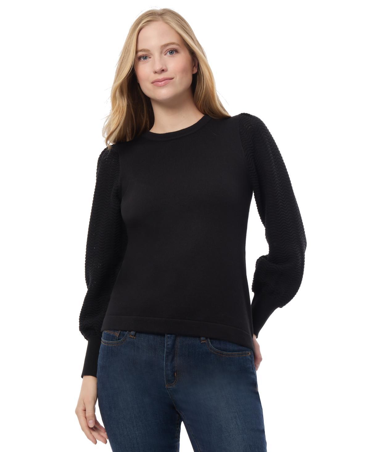 Jones New York Womens Solid-Color Mixed-Stitch Sweater Product Image