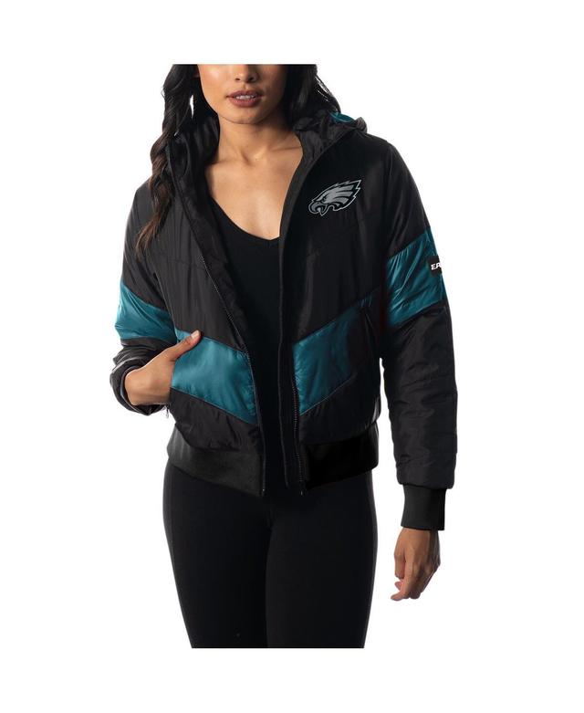 Womens The Wild Collective Black Philadelphia Eagles Puffer Full-Zip Hoodie Product Image