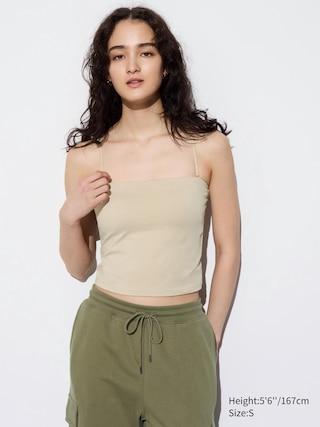 Womens Airism Cropped Bra Tube Top Beige 2XL UNIQLO US Product Image