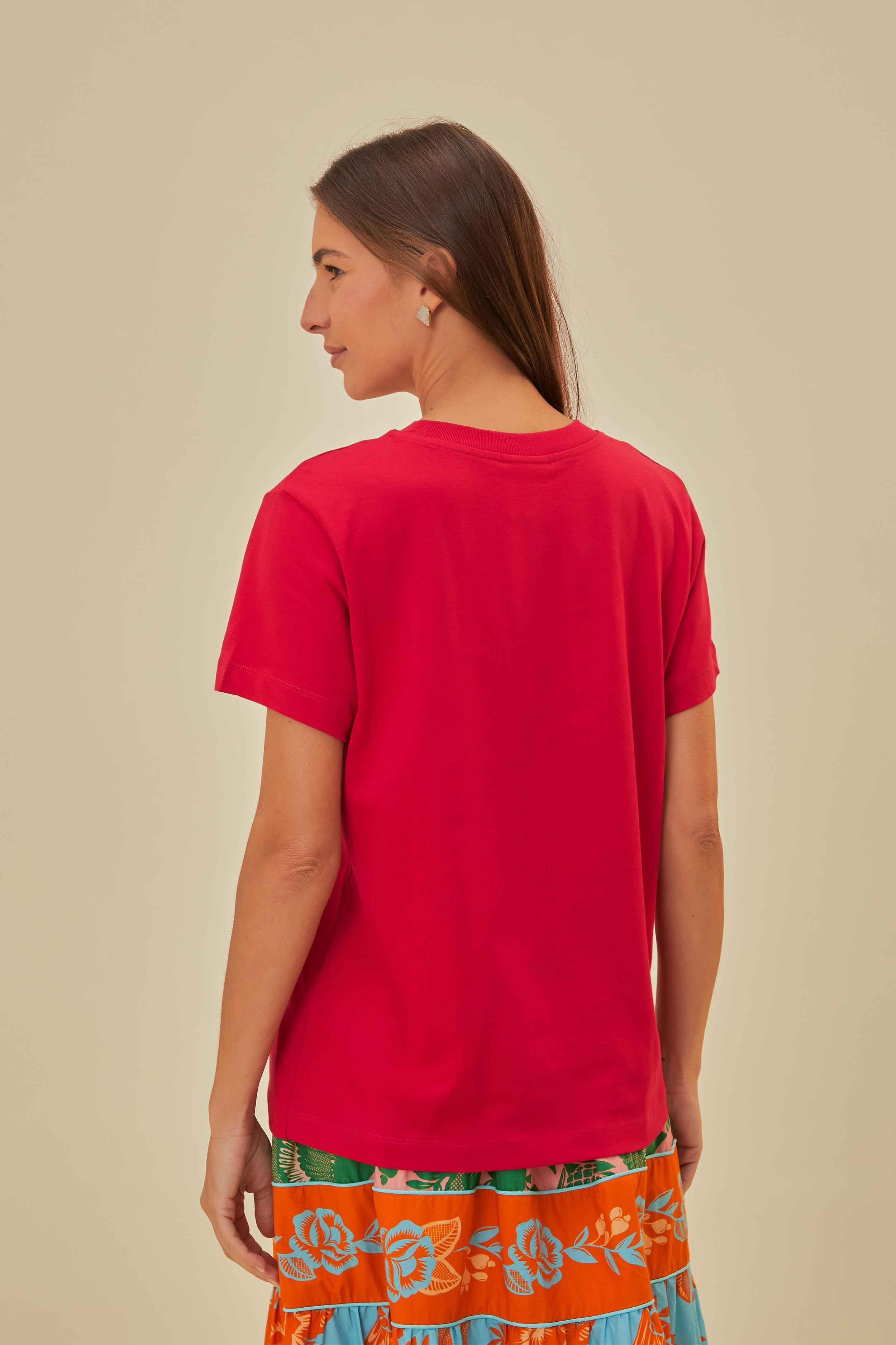 Red Tropical Organic Cotton T-Shirt Product Image