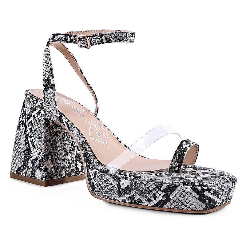 Womens Such Flirt Snake Print Triangular Block Heel Sandals Product Image