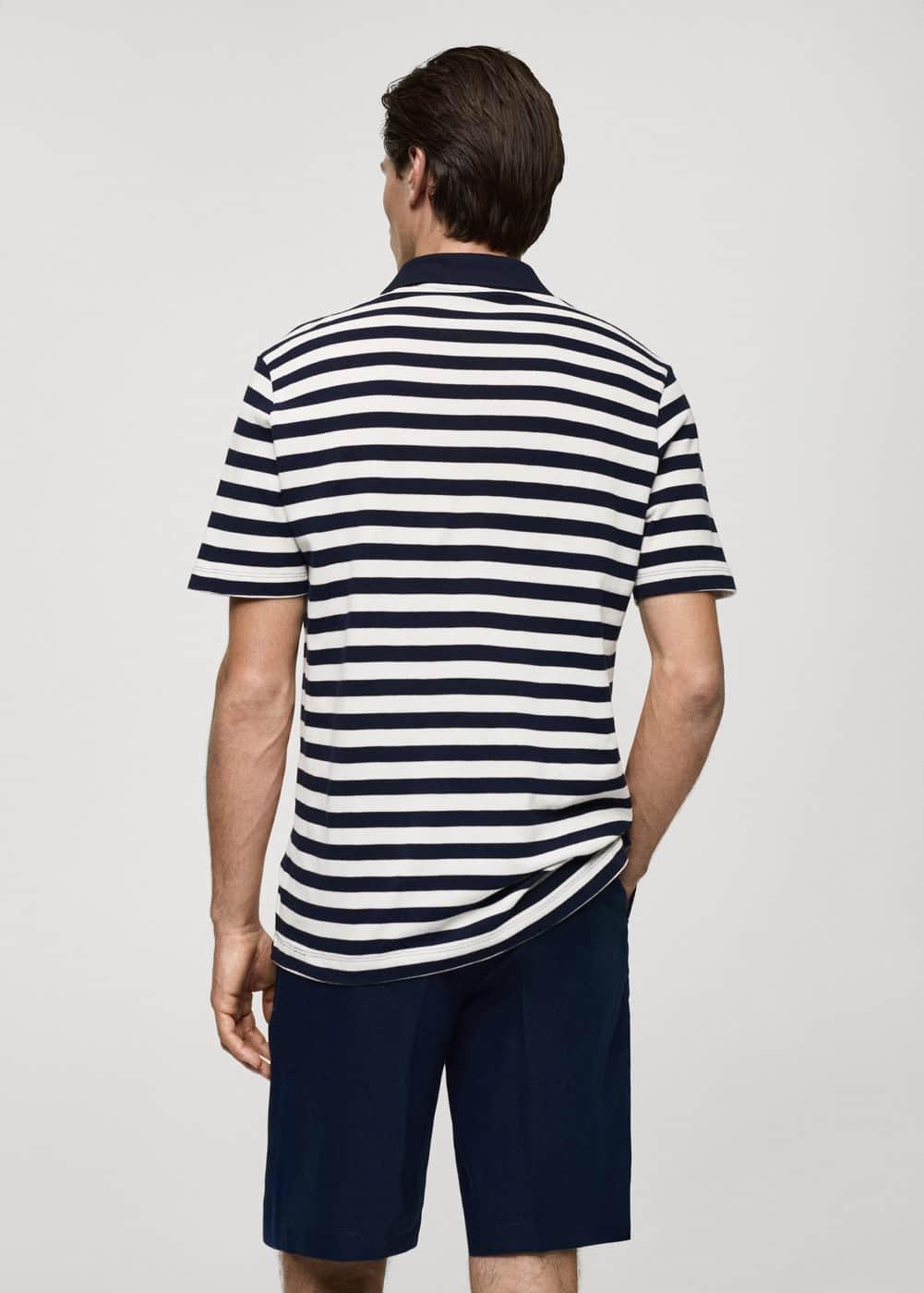 MANGO MAN - Regular fit striped piquÃ© cotton polo shirt dark navyMen Product Image