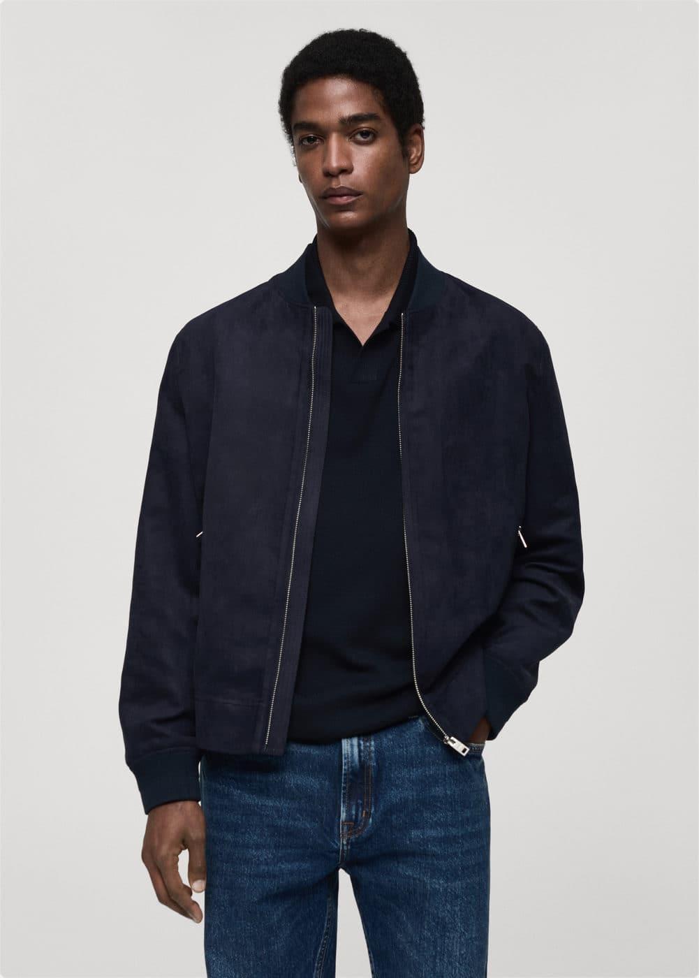 MANGO MAN - Suede-effect bomber jacket dark navyMen Product Image