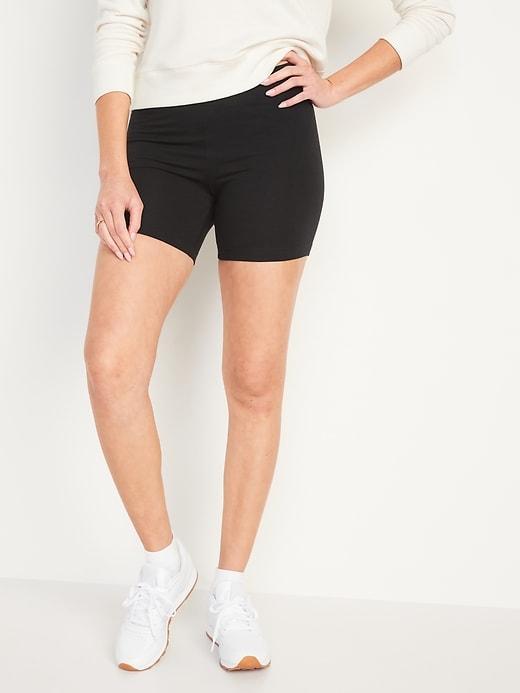 High-Waisted Jersey Biker Shorts -- 6-inch inseam Product Image