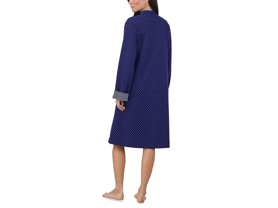 Eileen West Robe Waltz Long Sleeve Zip Front (Navy Print) Women's Robe Product Image