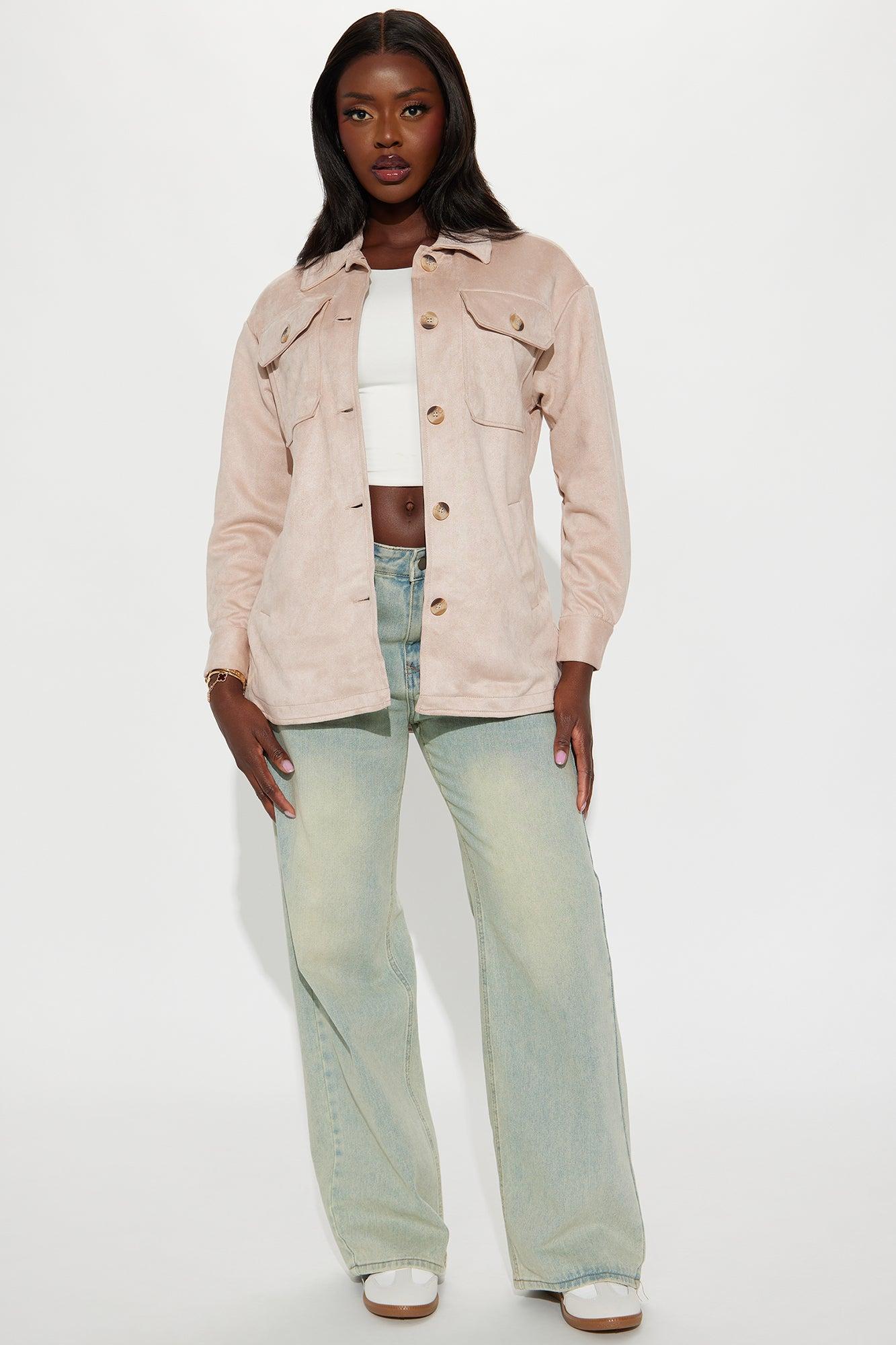 Janet Faux Suede Shacket - Cream Product Image