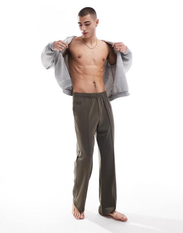 ONLY & SONS elasticized waist wide leg sweatpants in light brown Product Image