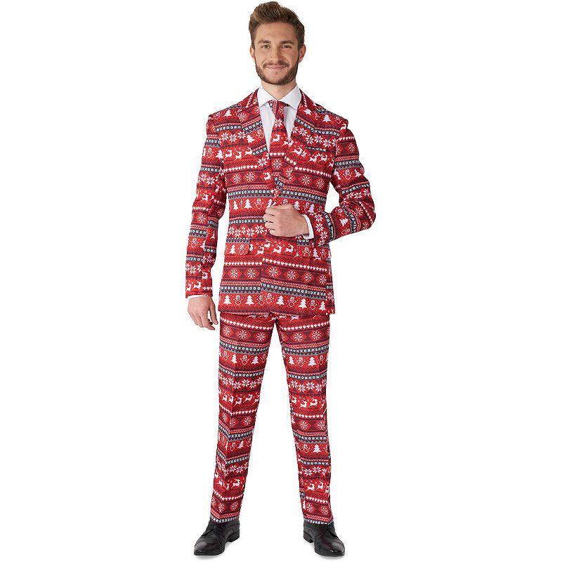 Mens Suitmeister Nordic Pixel Christmas Slim-Fit Holiday Novelty Suit Set Product Image