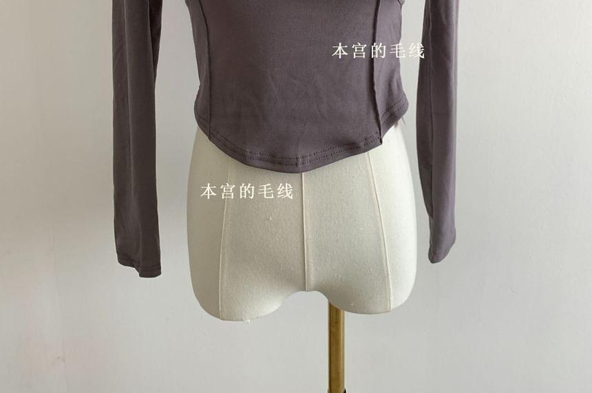 Long-Sleeve Square Neck Cutout Crop Tee Product Image