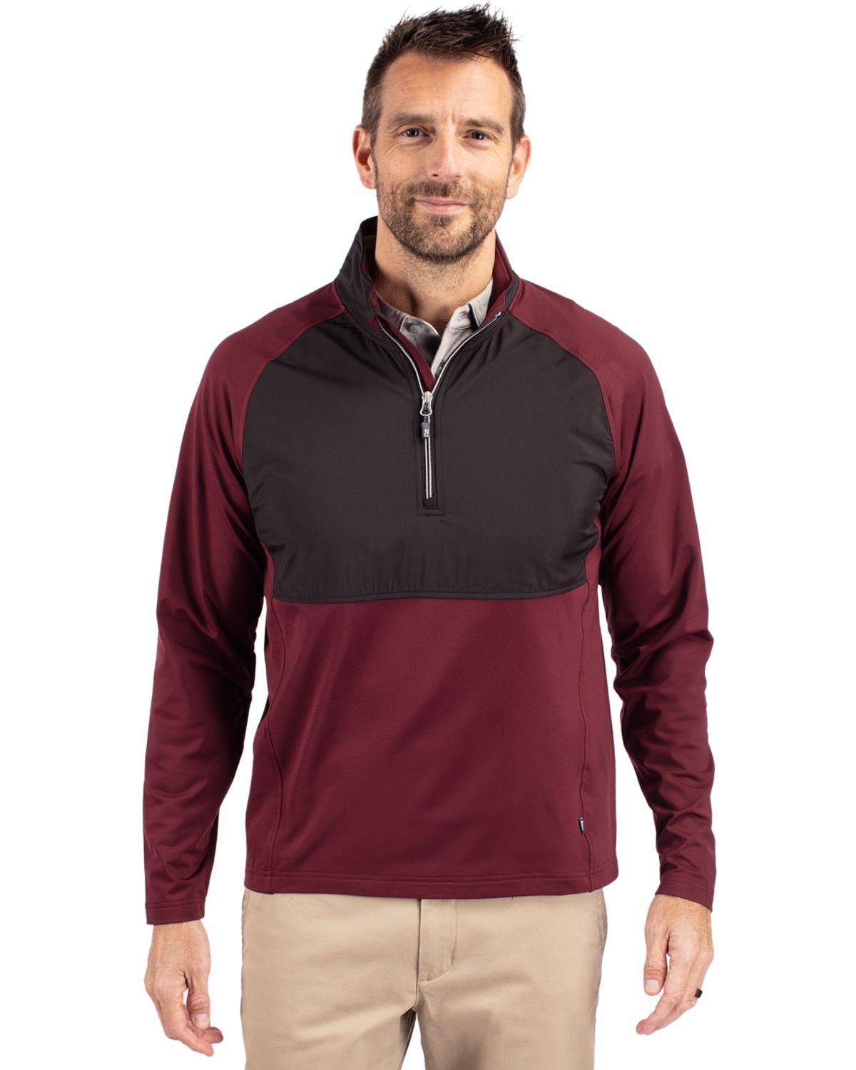 Cutter & Buck Mens Adapt Eco Knit Hybrid Recycled Quarter Zip Jacket Product Image