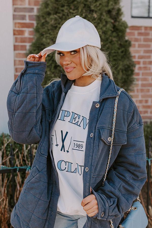 On The Daily Faux Leather Baseball Cap In White product image