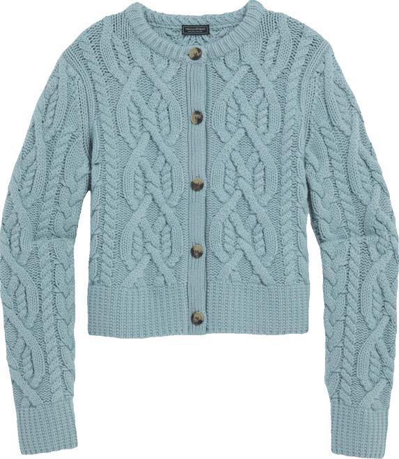 Merino Wool Cashmere Blend Cable Cardigan Product Image