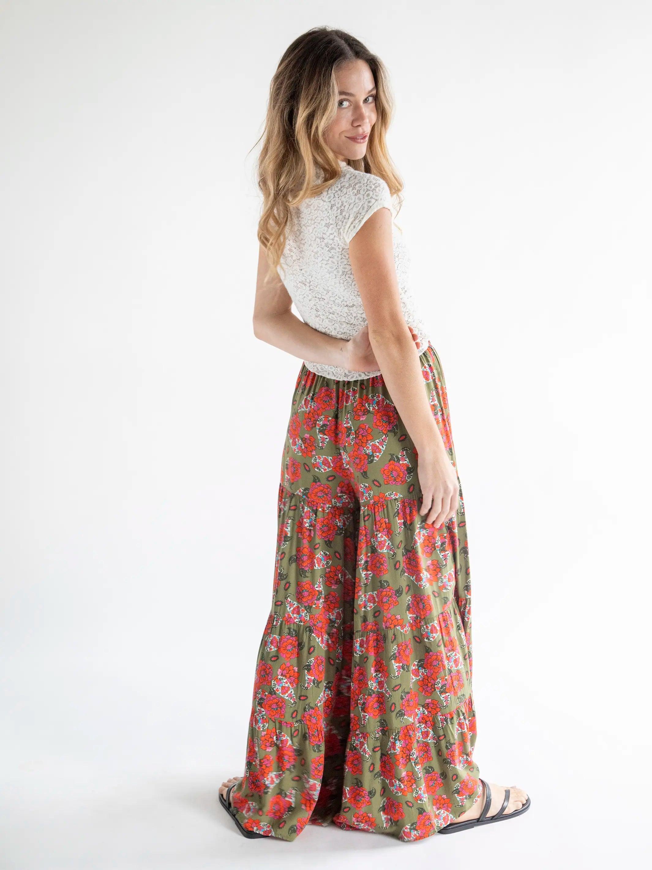 Patti Palazzo Pant - Olive Paisley Product Image