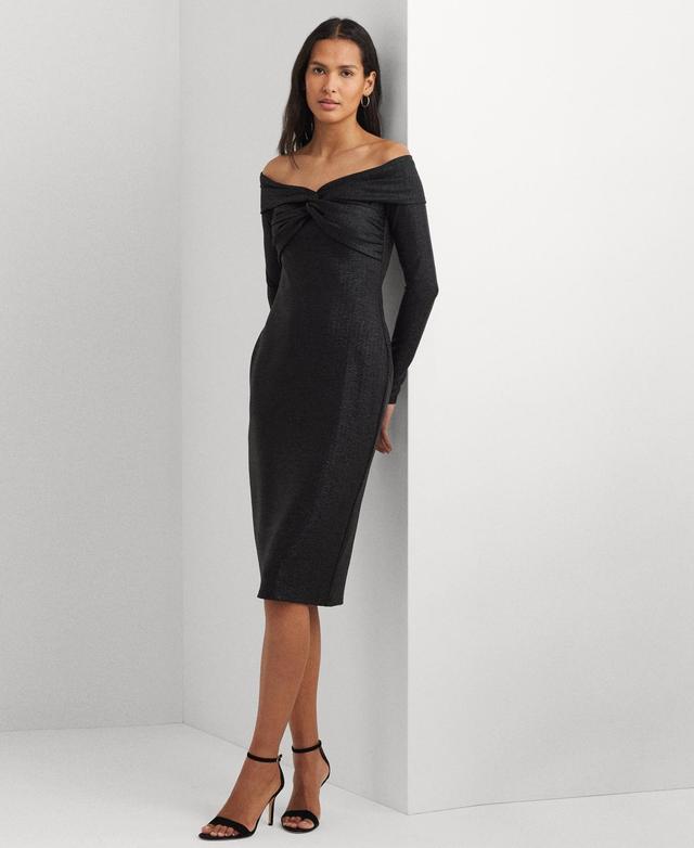 Lauren Ralph Lauren Womens Metallic Off-The-Shoulder Sheath Dress Product Image