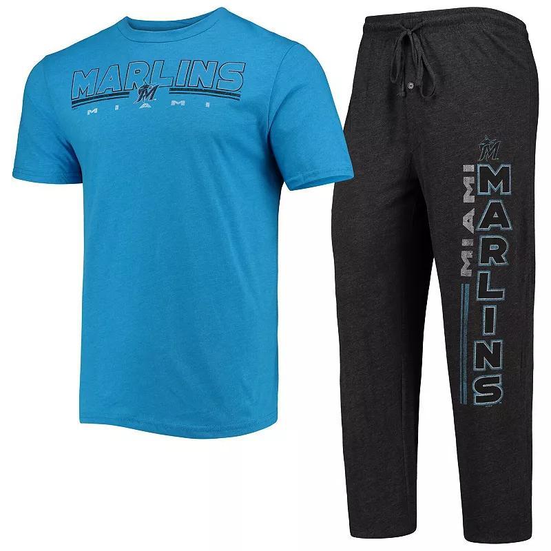 Mens Concepts Sport /Blue Miami Marlins Meter T-Shirt and Pants Sleep Set Product Image