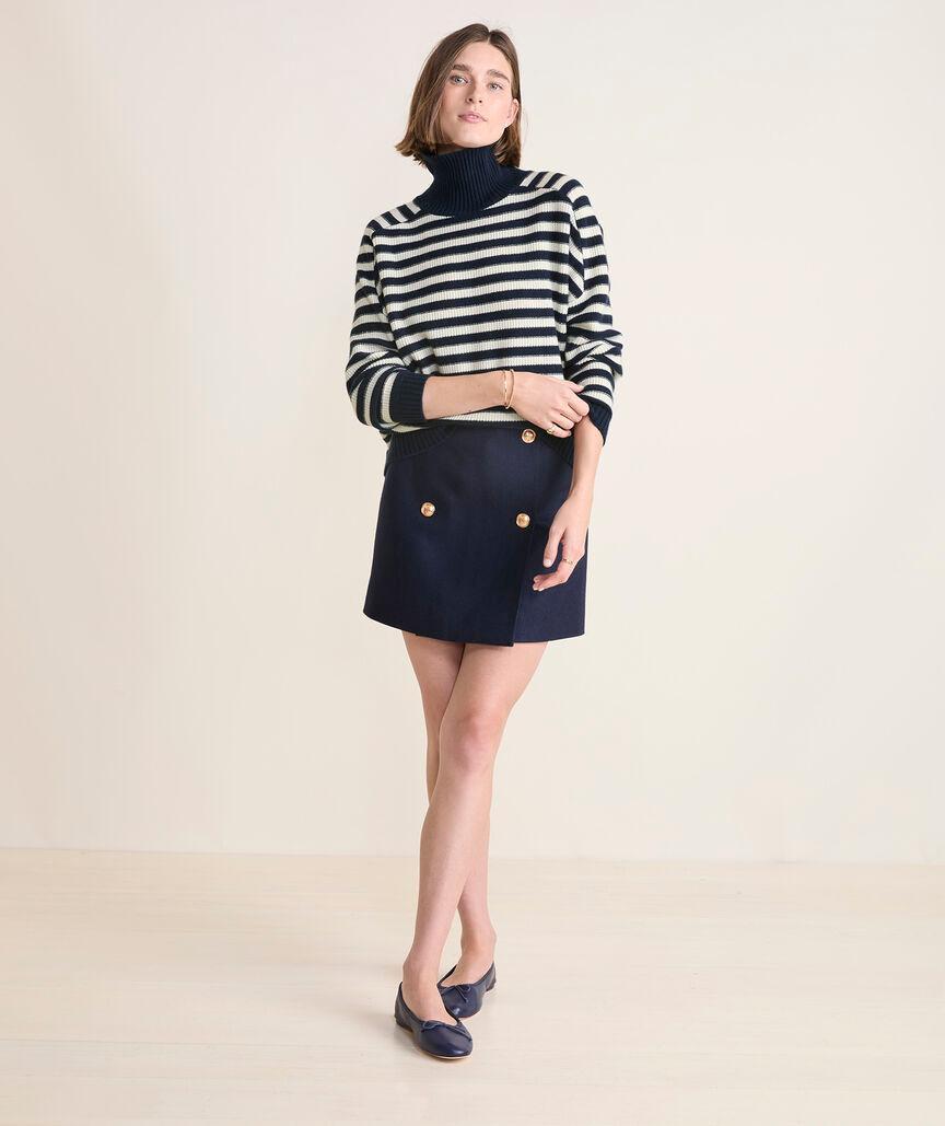 Cashmere Relaxed Texture Stripe Turtle Neck Sweater Product Image