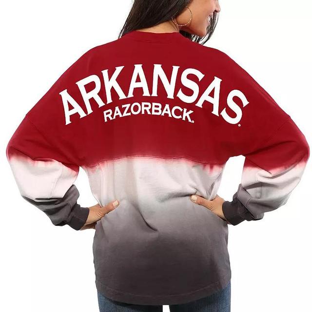 Womens Cardinal Arkansas Razorbacks Ombre Long Sleeve Dip-Dyed Product Image