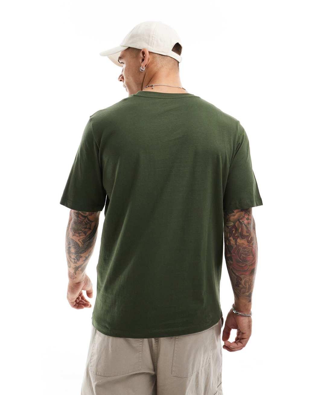 Jack & Jones script logo t-shirt in khaki Product Image