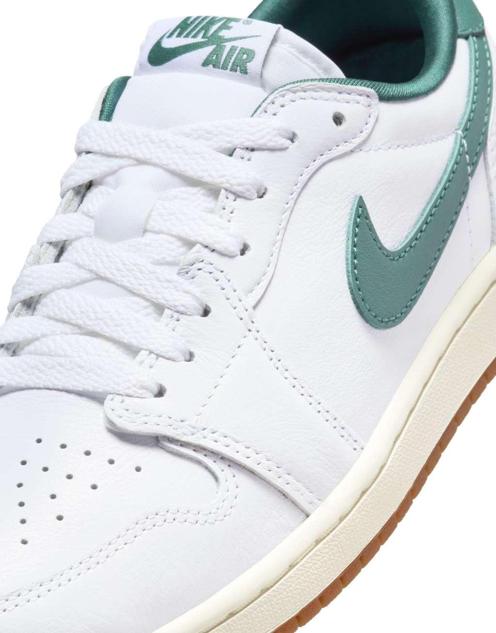 Nike Air Jordan 1 low sneakers in white and green  Product Image