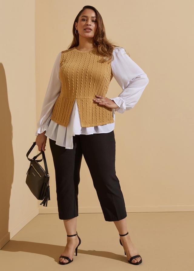 Plus Size Layered Ribbed Sweater Ashley Stewart Product Image