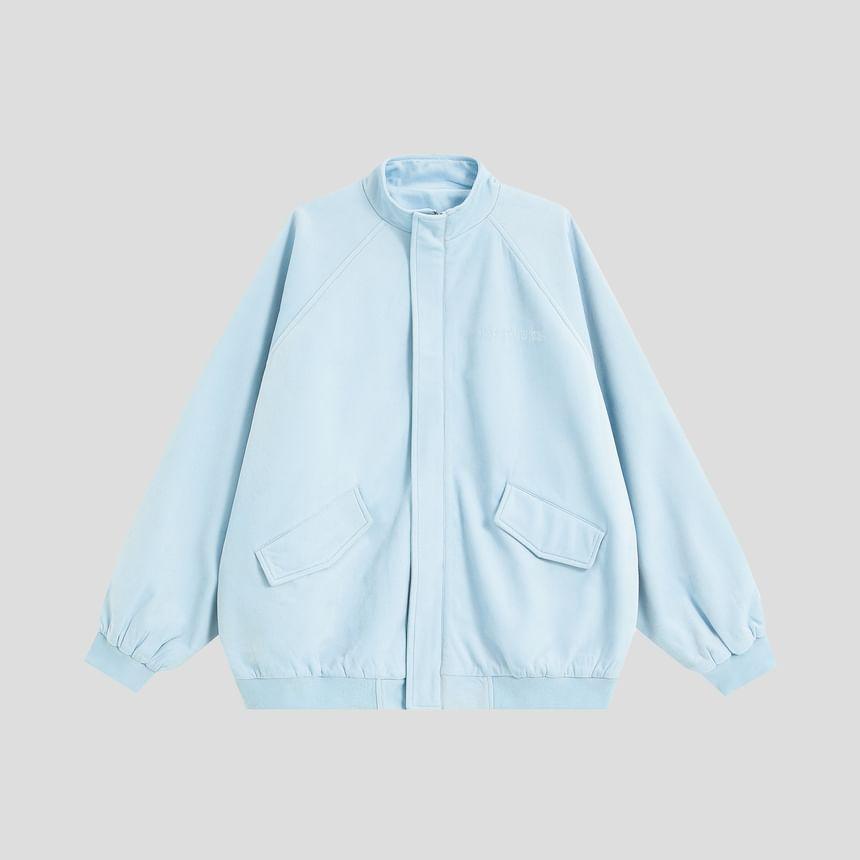 Mock Neck Plain Zip-Up Jacket Product Image