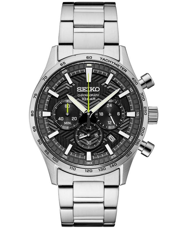 Seiko Men's Essentials Stainless Steel Black Dial Watch, Silver Product Image