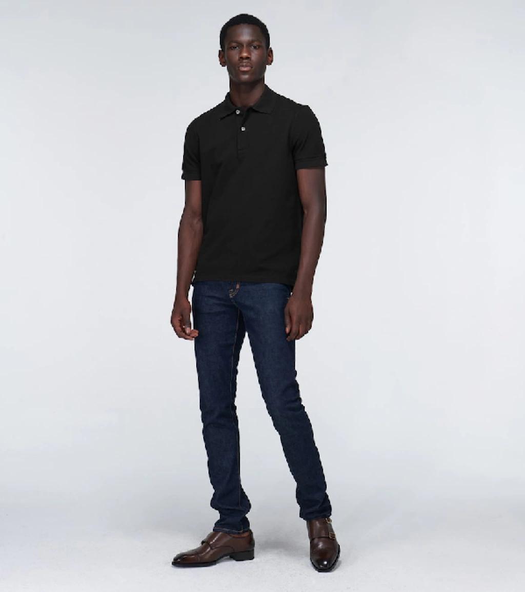 TOM FORD Short-sleeved Cotton Polo Shirt In Blue Product Image