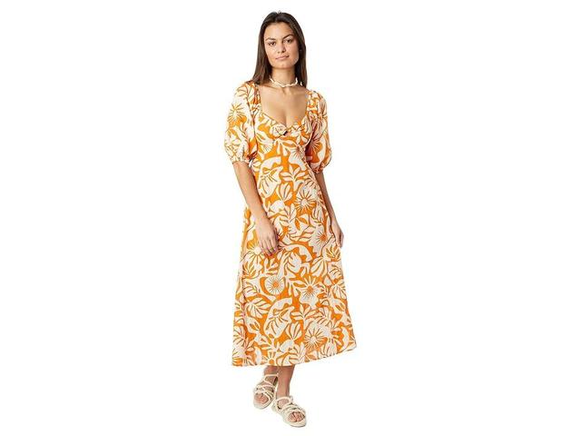 Billabong Paradise Cove 2 Midi Dress (Dried Mango) Women's Clothing Product Image